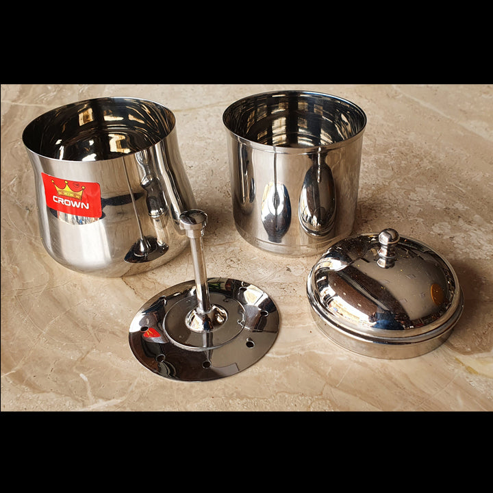 CROWN STEEL/BRASS SOUTH INDIAN COFFEE MAKER