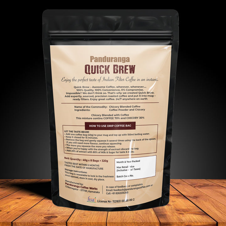 QUICK BREW FILTER COFFEE 8 DIP SACHETS (makes 4 coffee's in each)